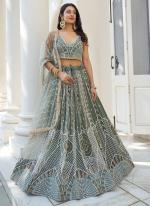 Butterfly Net Dusty Green Wedding Wear Embroidery Work Lehenga Choli